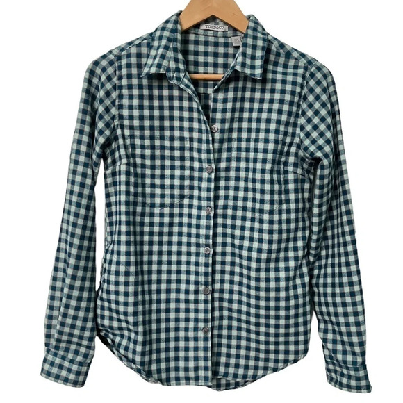 Toad & Co Blue Plaid Button Front Shirt  Wool Blend - Picture 1 of 6
